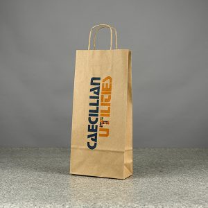 PB Print Printed Paper Bags A vertically displayed paper bag in white, showcasing a modern design that highlights the brand’s identity.