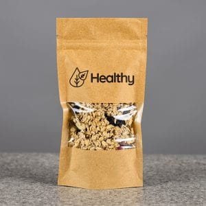 PB Print Printed Paper Bags A close-up of a branded brown paper bag’s handle and logo area, highlighting crisp print details and sturdy construction.